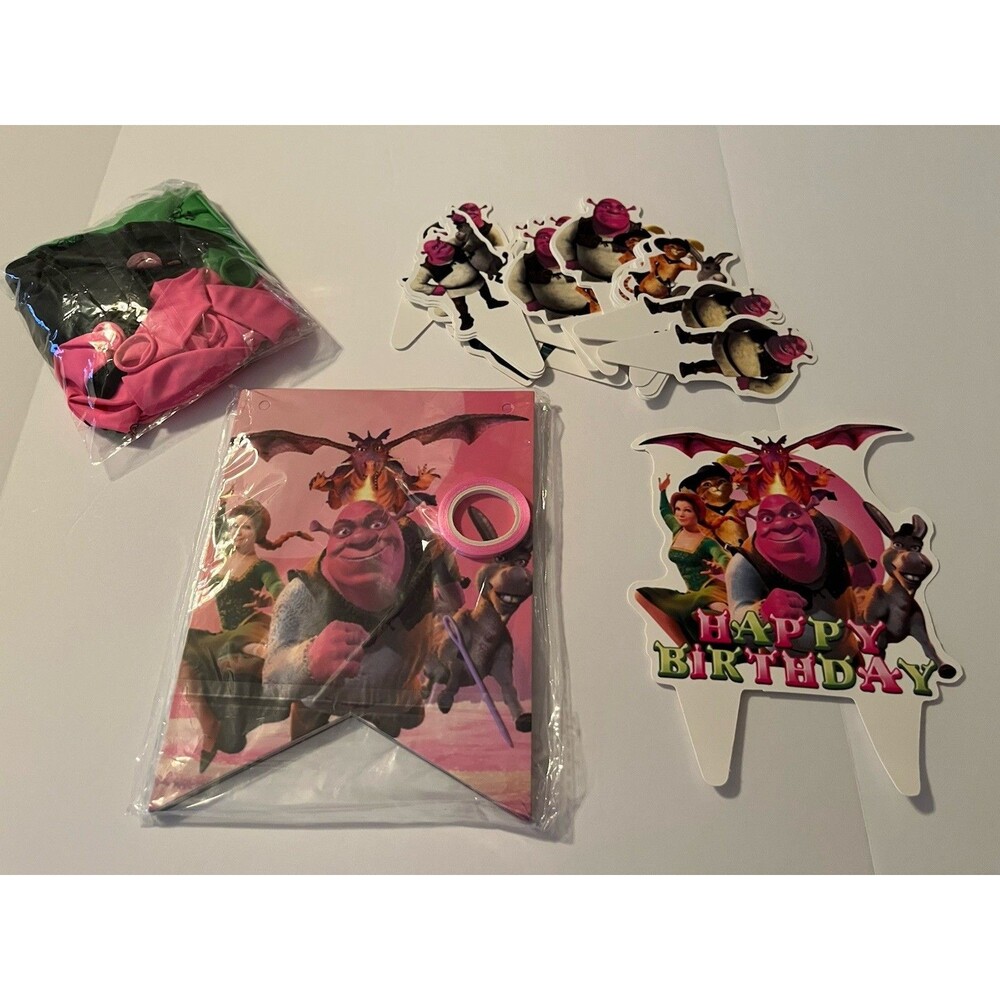 Shrek Kids Birthday Party Supplies Set Balloons Cake Toppers Banner Decorations